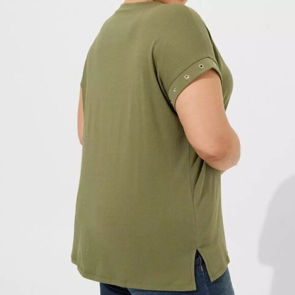 Torrid Heritage Jersey Knit Tank Size 2 2X Grommets Dolman Sleeves Crew Neck - Picture 3 of 10